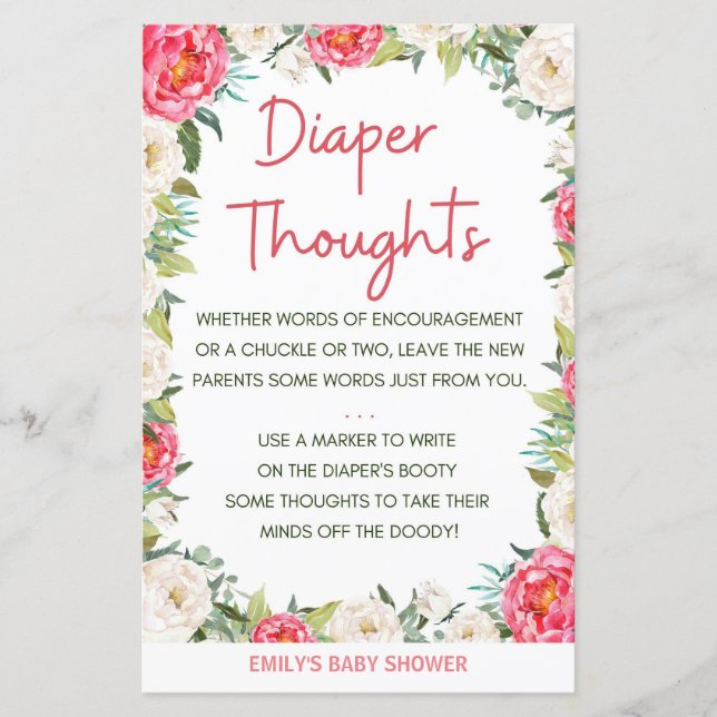 Rosa de Jogo do chá de fraldas e Florestas de Marf (Frente)