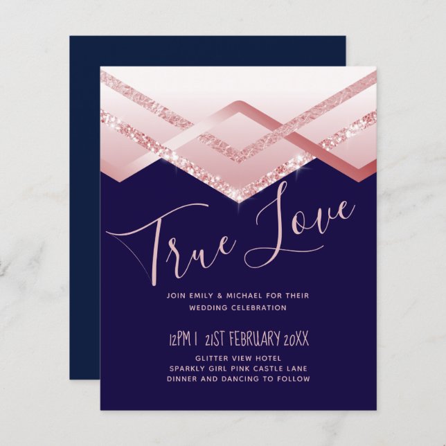 Rosa de Orçamento Arte Deco Foil Procura Casamento (Frente/Verso)