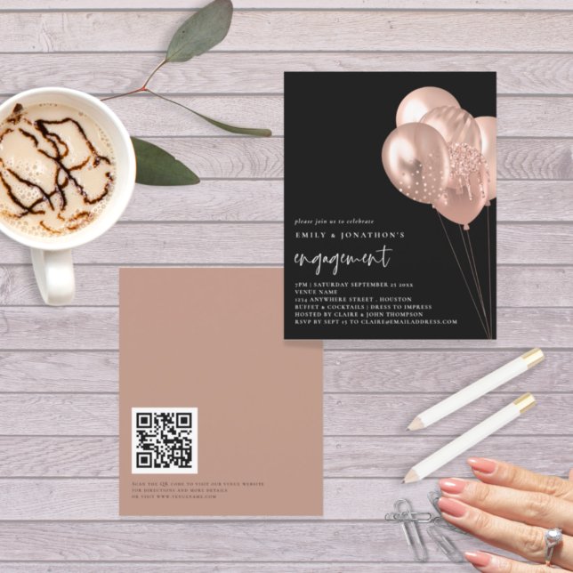 Rosa de Orçamento Balões de Código QR Noivado Pret (Criador carregado)