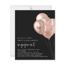 Rosa de Orçamento Balões de Noivado Preto Convite