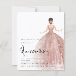 Rosa de orçamento Brunette Hair QR Quinceañera Dou