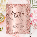 Rosa de Orçamento Dourado Glitter 50º Convite de A<br><div class="desc">Orçamento rosa de ouro moderno elegante metálico e 50º convites de festas de aniversários brilhantes. Este design de placa girly adulta apresenta um roteiro de caligrafia manuscrito na moda,  cor-de-rosa-pincel ou rosa dourado,  fundo metálico escovado com fusível brilho. Fácil de personalizar,  perfeito para qualquer idade.</div>