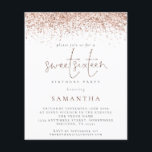 Rosa de orçamento Dourado Glitter Doce 16 Convidad<br><div class="desc">NOTA Há duas opções de papel a escolher para este tamanho (4, 5 x 5, 6") na faixa de Orçamento. Para este produto, eu recomendaria muito o semibrilho, que é um estoque de cartão de 110 gsm, semelhante em espessura a um cartão postal. A opção Satin é um papel muito...</div>