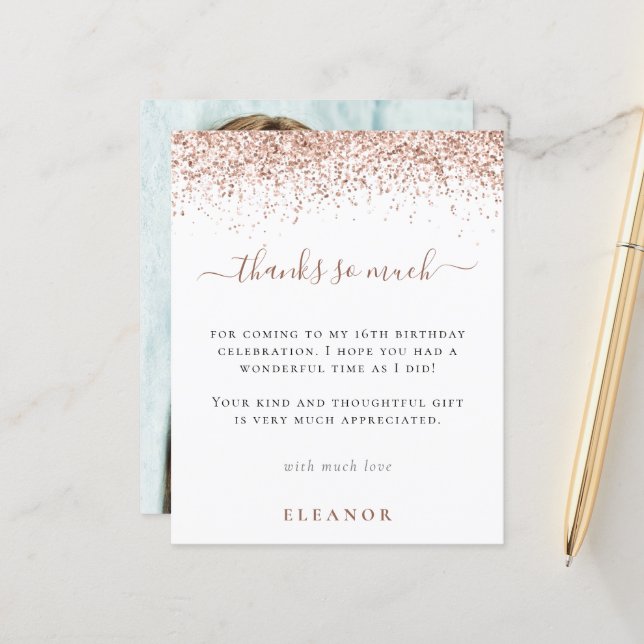 Rosa de orçamento Dourado Glitter Foto Doces 16 Ob (Frente/Verso In Situ)