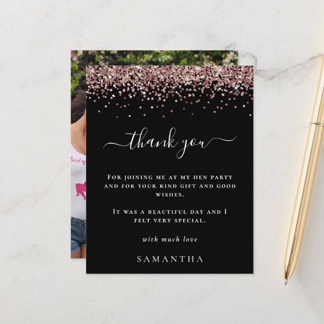 Rosa de Orçamento Fotografia Glitter Foto de Festa (Frente/Verso In Situ)