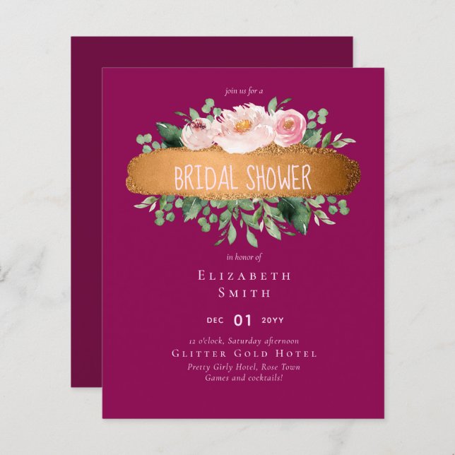 Rosa de Orçamento LeahG Casamento de Glam Dourado (Frente/Verso)