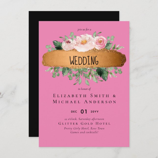 Rosa de Orçamento LeahG Casamento Girly (Frente/Verso)