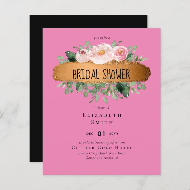 Rosa de Orçamento LeahG Casamento Girly (Frente/Verso)