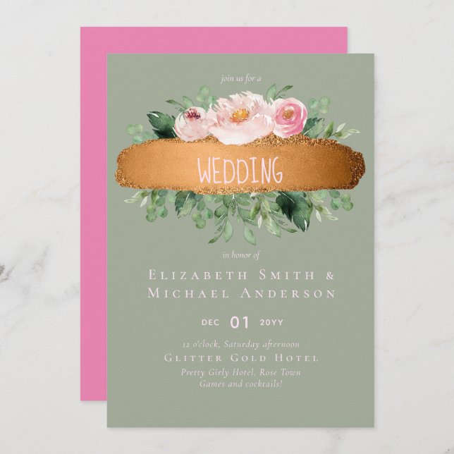 Rosa de Orçamento LeahG Casamento Girly (Frente/Verso)