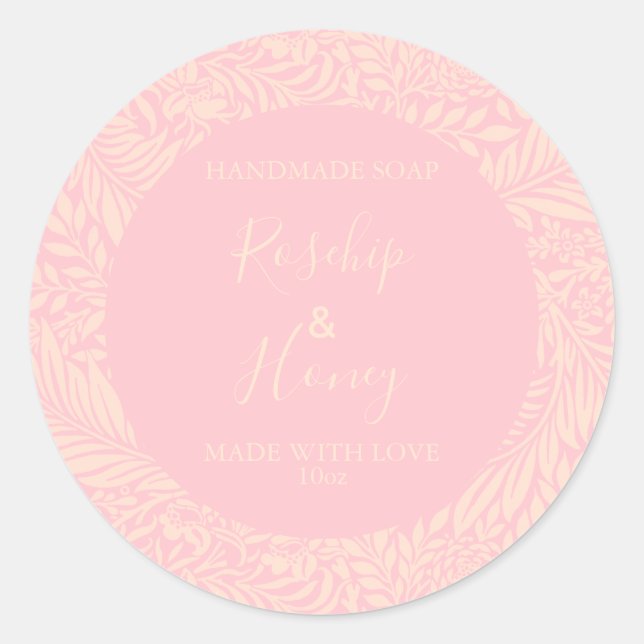 Rosa de Padrão Floral de Etiqueta de Sabão Persona (Frente)