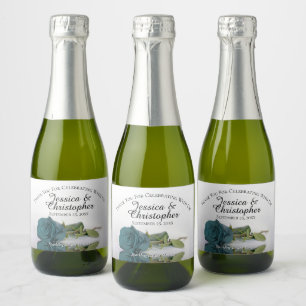 Rosa de Teal Romântico Casamento Elegante Obrigad