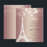 Rosa de Torre Eiffel Dourado 16 Suave Convite<br><div class="desc">Orçamento Torre Eiffel Rosa Dourada Sparkle Glitter Doce 16 Convite de Aniversário</div>