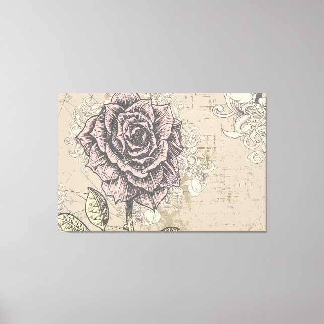 Rosa de Vintage Canvas Floral (Frente)