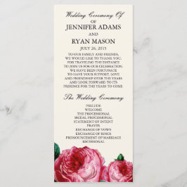 Rosa de Vintage | Cartão de Rack do Programa Casam