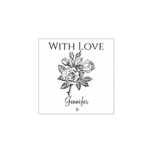 Rosa de Vintage com Carimbo de Amor