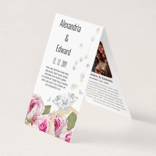 Rosa Diamond Ring Noivado Foto de Casamento (Frente)