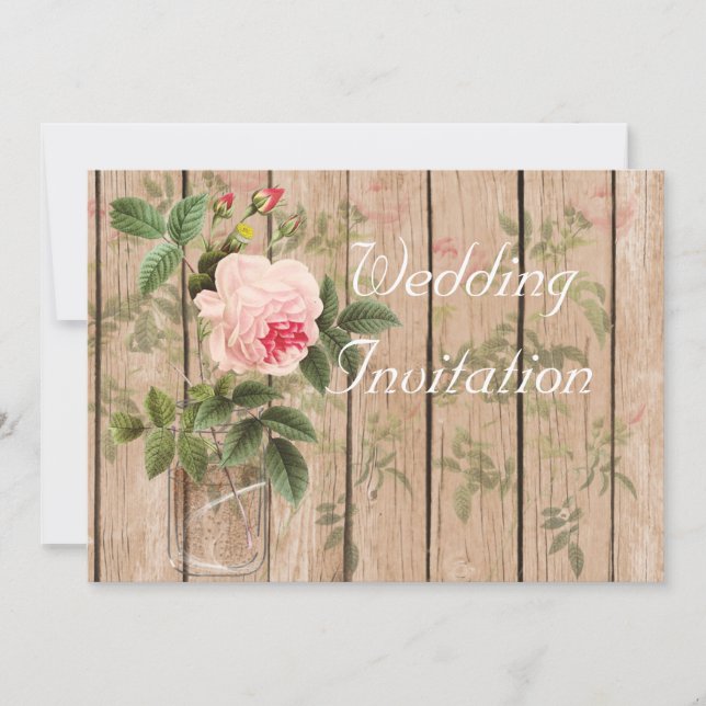 Rosa do cartão do convite do casamento de Orleans (Frente)