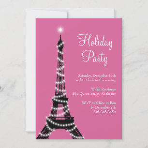 Rosa do convite da torre Eiffel do feriado
