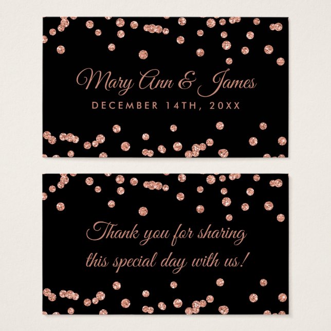 Rosa do Partido Casado Glitter Confetti Blac (Frente & Verso)