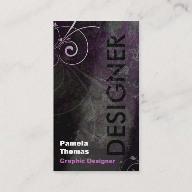 Rosa do preto do cartão de visita do designer (Frente)