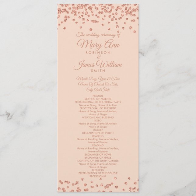 Rosa do Programa Casamento Lente Dourada Confetti  (Frente)