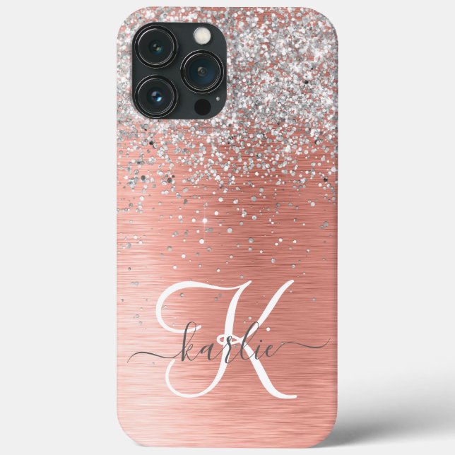 Rosa Dourada Girly Silver Glitter Sparkly (Verso)