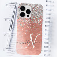 Rosa Dourada Girly Silver Glitter Sparkly