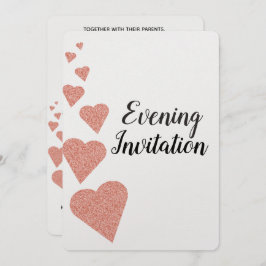 Rosa Dourada Glitter Hearts Noite de Convite