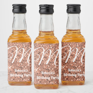 Rosa Dourada Glitter Monographic Party Favor Perso