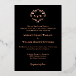 Rosa Dourada Luxe Elegante de preto monograma