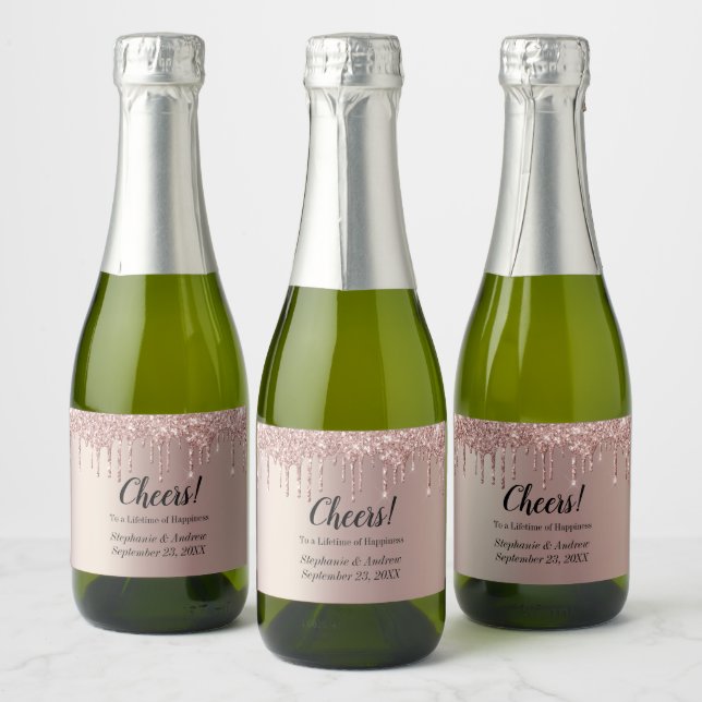 Rosa Dourada Personalizada com Glitter para Casame (Garrafas)