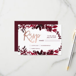 Rosa dourada Tipografia floral Red Rsvp Casamento
