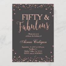 Rosa Dourado 50 e Fabuloso Convite de Aniversário