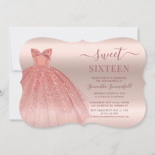 Rosa Dourado Birthday Glam Sweet 16 Modern Script