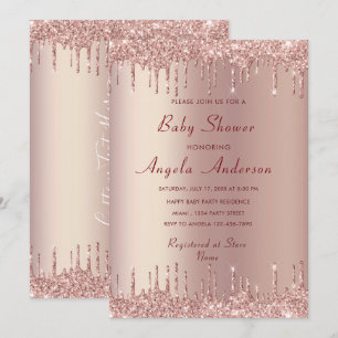Rosa Dourado Blush Drives Novo Convite Para Chá B