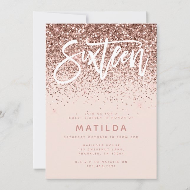 Rosa dourado brilhante moderno de 16 anos (Frente)