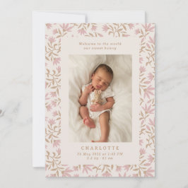 rosa dourado | cartão de anúncio de nascimento beb