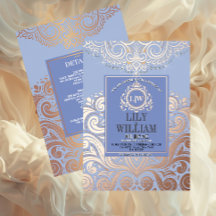 Rosa Dourado Clássico Monograma Boho Casamento Azu