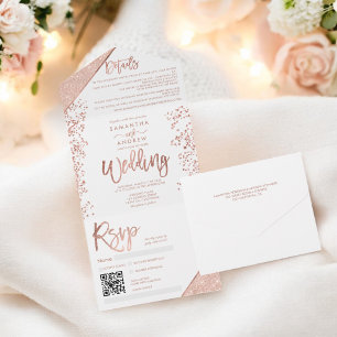 Rosa dourado confete branco chic casamento