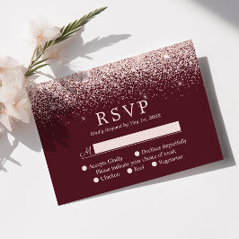 Rosa Dourado Confetti Burgundy Modern Wedn RSVP