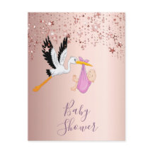 Rosa dourado - convite para chá de fraldas de cego