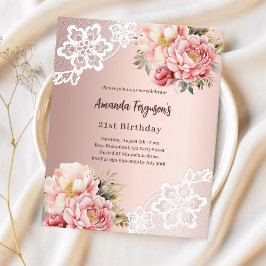 Rosa dourado cor-de-rosa floral Palácio convite de