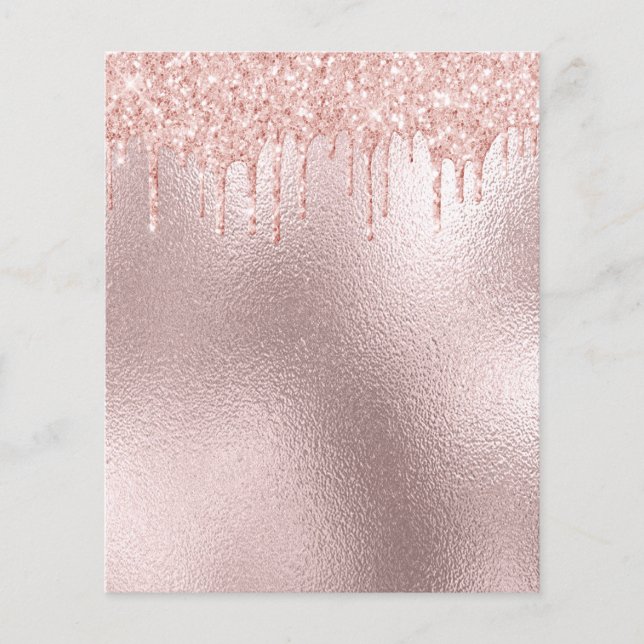 Rosa dourado cor-de-rosa pinga folha de papel (Frente)