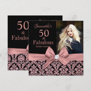 Rosa dourado damasco 50º Convite de Aniversário