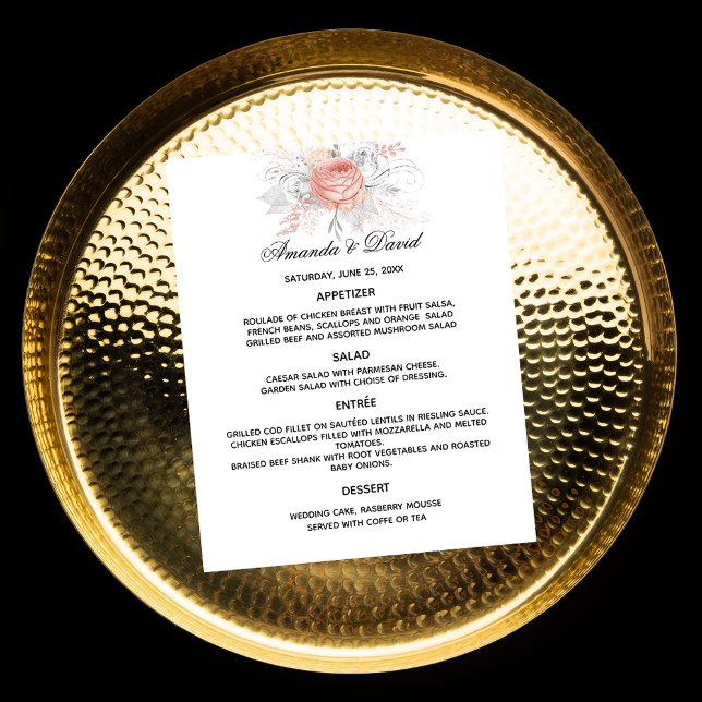 Rosa dourado do Menu Casamento branco (Criador carregado)