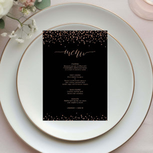 Rosa dourado e placa de menu brilhante preta