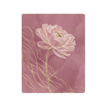 Rosa Dourado Empoeirado Floral Minimalista