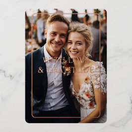 Rosa Dourado, Foil, Casamento, 1 Foto "Obrigado"