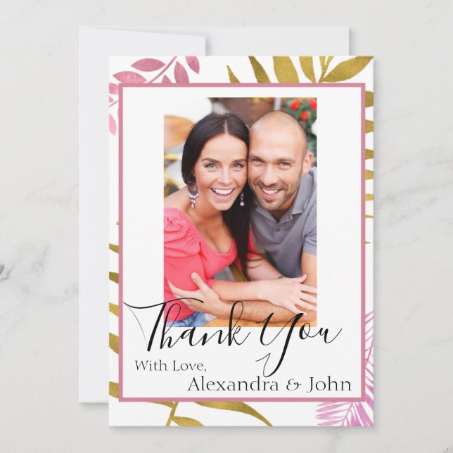 Rosa Dourado & Folha Dourada Agradecimento Tropica (Frente)