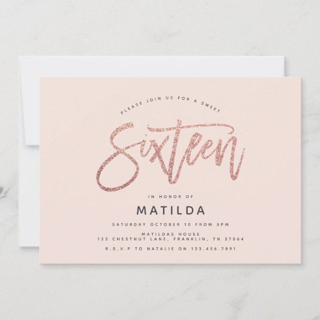 Rosa dourado - foto brilhante doce de 16 anos (Frente)